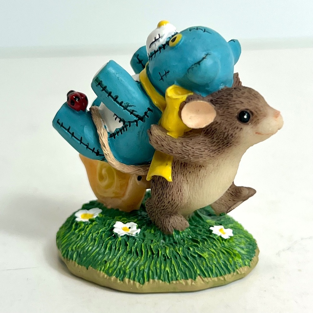 Charming Tails "The Big Winner" Teeny Tiny Mouse w Teddy Bear Fair Prize Retired